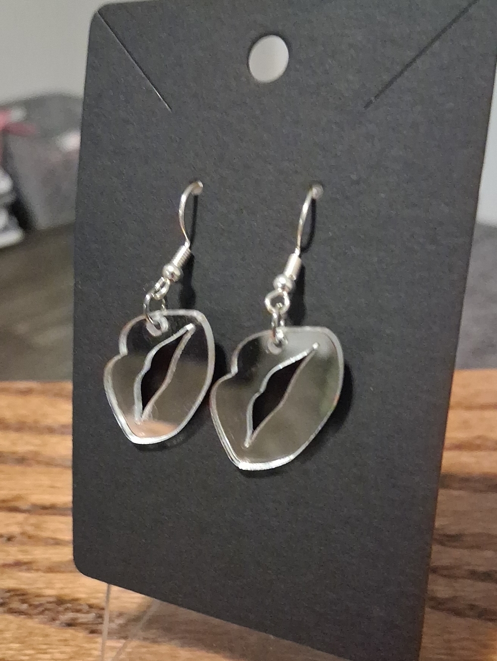 Silver Lip Outline Dangle Earrings - Women Jewelry